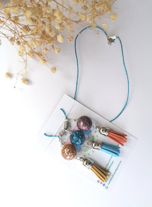 Personalised Blue Resin Beaded Necklace