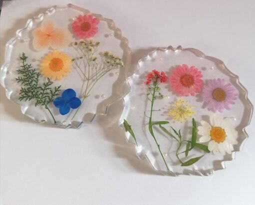 Personalised Resin Coasters With Real flowers