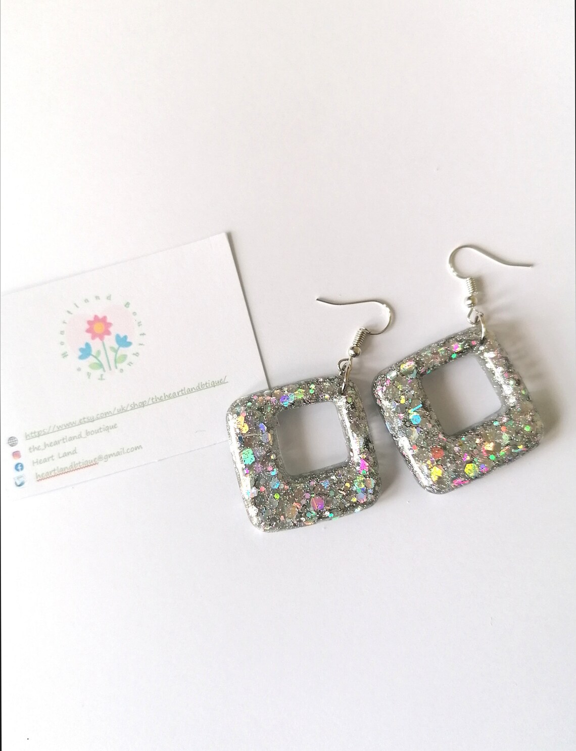 Square resin store earrings